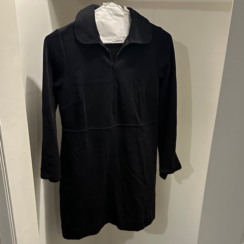 Boden Half Zip Black Long-Sleeve Dress 6